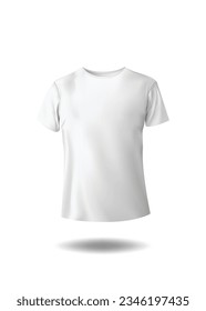 White T shirt mock up design. EPS 10 vector illustration. white t-shirt or realistic apparel with u-neck and short sleeve. 3d blank or empty, clear cotton t shirt. Men and women, male and female.
