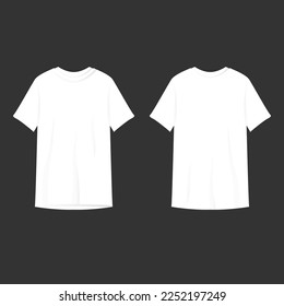Camiseta blanca simulando ilustración vectorial sobre fondo negro aislado.