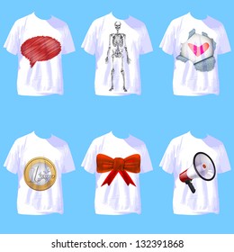 white t shirt to place with different designs. vector composition