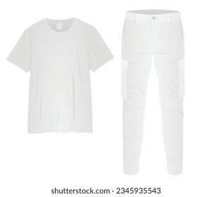 White t shirt and trousers. vector