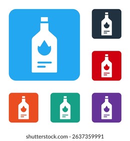 White Tabasco sauce icon isolated on white background. Chili cayenne spicy pepper sauce. Set icons in color square buttons. Vector