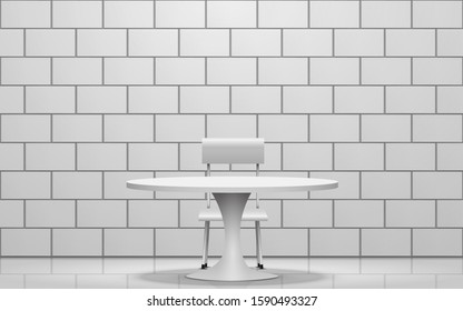 white table and chair in the room
