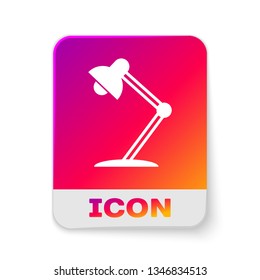 White Table lamp icon isolated on white background. Table office lamp. Rectangle color button. Vector Illustration