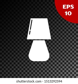 White Table lamp icon isolated on transparent dark background.  Vector Illustration