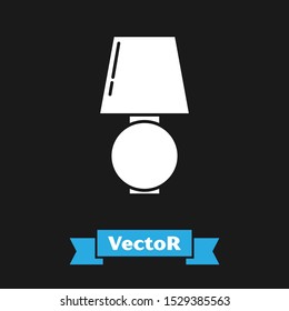 White Table lamp icon isolated on black background.  Vector Illustration