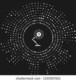 White Table lamp icon isolated on grey background. Table office lamp. Abstract circle random dots. Vector Illustration