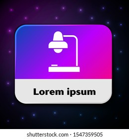 White Table lamp icon isolated on black background. Table office lamp. Rectangle color button. Vector Illustration