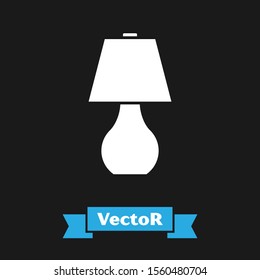White Table lamp icon isolated on black background.  Vector Illustration