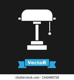 White Table lamp icon isolated on black background.  Vector Illustration