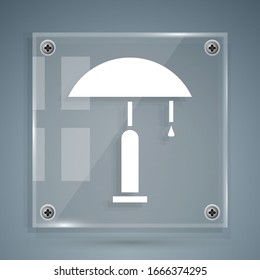 White Table lamp icon isolated on grey background. Square glass panels. Vector Illustration