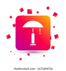 White Table lamp icon isolated on white background. Square color button. Vector Illustration