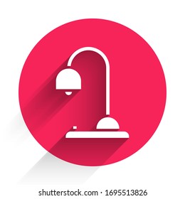 White Table lamp icon isolated with long shadow. Red circle button. Vector Illustration
