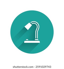 White Table lamp icon isolated with long shadow. Green circle button. Vector