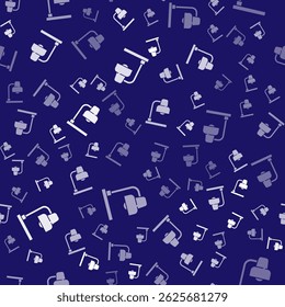 White Table lamp icon isolated seamless pattern on blue background.  Vector