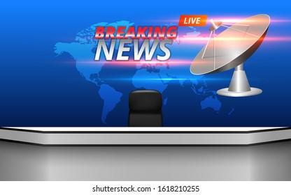 white table and lcds background in the news studio room