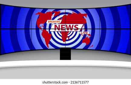 white table and lcds background in the news studio room