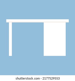 White table on blue background for use in web design
