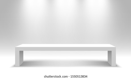 White table. Stand. Pedestal. Vector illustration.