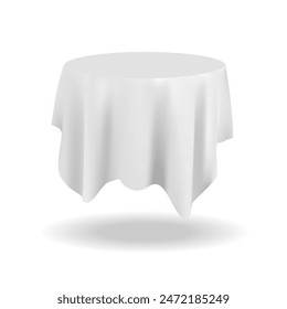 Mantel blanco para una mesa redonda sobre un fondo blanco. Ilustración vectorial