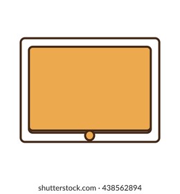 white tables with yellow screen over isolated background