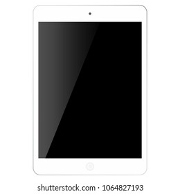 White tablet with black screen eps10 vector. Tablet realistic icon.