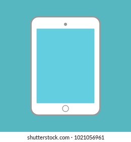 White tablet with blue screen on blue background vector eps10.