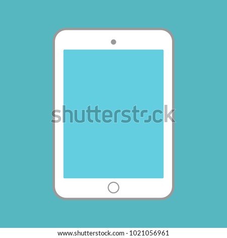 White tablet with blue screen on blue background vector eps10.