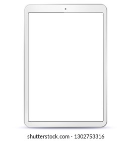 White Tablet Computer With Blank Screen Vector Illustration