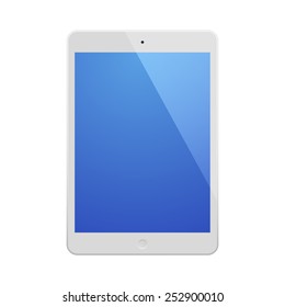 White Tablet Computer with blue display. Illustration Similar To iPad.