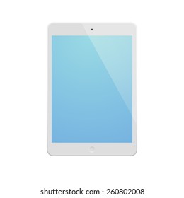 White Tablet Computer with blue display. Illustration Similar To iPad.