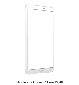 White tablet computer mockup with blank screen - 3/4 left perspective view. Vector illustration