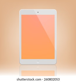 White Tablet Computer with orange display. Illustration Similar To iPad.