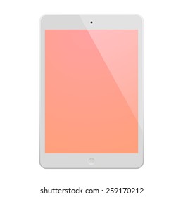 White Tablet Computer with peach display.  Illustration Similar To iPad.