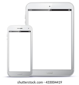 White Tablet Computer and Smart Phone Vector illustration.
