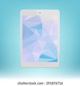 White Tablet Computer with triangle background.  Illustration Similar To iPad.
