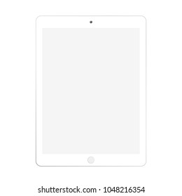 White tablet with grey screen on white backgpround vector. Tablet sign. Front view tablet with empty screen