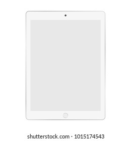 white tablet with grey screen vector eps10. Tablet computer flat style. Front view empty screen tablet 