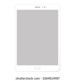 White tablet with grey screen vector eps10. Tablet front view computer icon. Tablet white color icon