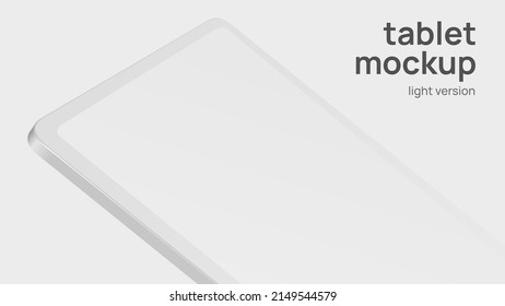 White Tablet Horizontal Mockup With Editable Screen. Vector Illustration