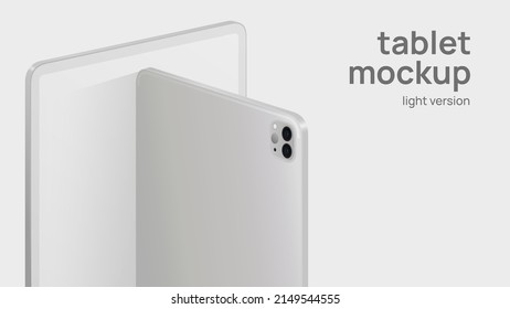 White Tablet Horizontal Mockup. Light Version. Vector Illustration
