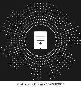 White Tablet icon isolated on grey background. Abstract circle random dots. Vector Illustration