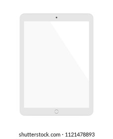 white tablet in ipad style with blank touch screen isolated on white background. vector illustration.