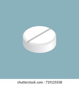 White tablet  Medicine isolated. pill vitamin. Vector illustration