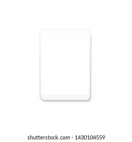 White Tablet Mockup, Clay Computer Screen Isolated On White Background. Vector Illustration