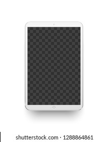 White tablet. Mockup electronics device screen. Gadget digital lcd touchscreen display blank, technology realistic vector illustration