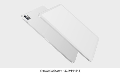White Tablet Mockup. Front and Back View. Vector illustration