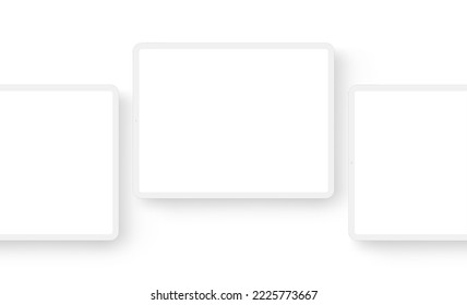 White Tablet Mockups With Blank Screens. Vector Illustration