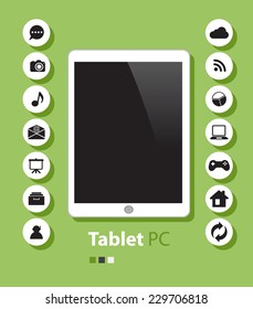 White Tablet pc with icon vector