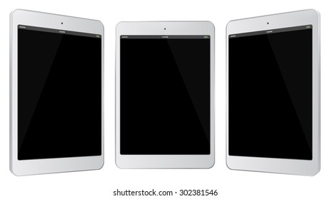 White Tablet PC Vector Illustration with side views.