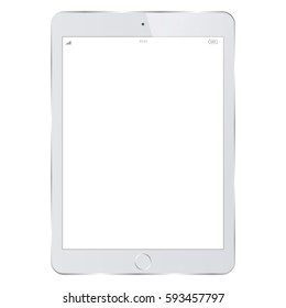 White Tablet PC Vector illustration with blank screen. Realistic tablet pc computer with blank screen